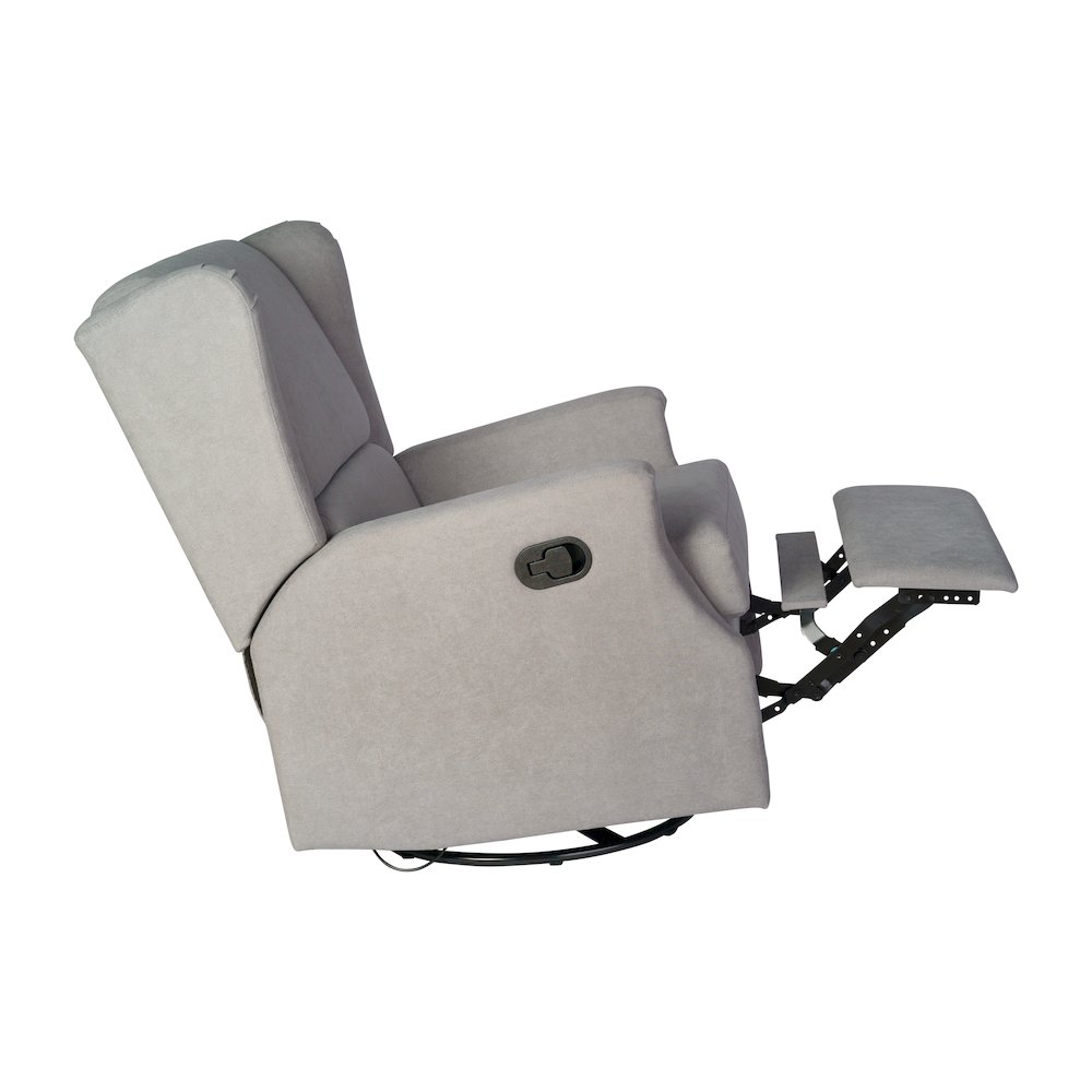 Wingback Manual Reclining Glider Swivel Chair, Light Gray. Picture 13