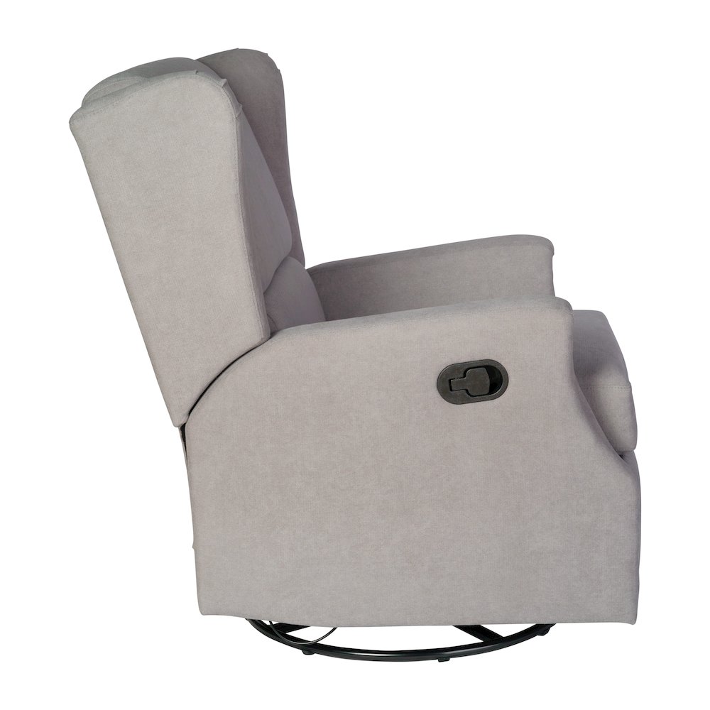 Wingback Manual Reclining Glider Swivel Chair, Light Gray. Picture 10