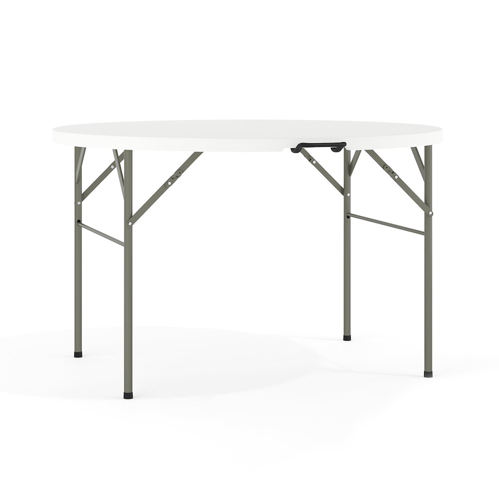 4-Foot Round Bi-Fold Granite White Plastic Banquet and Event Folding Table. Picture 1