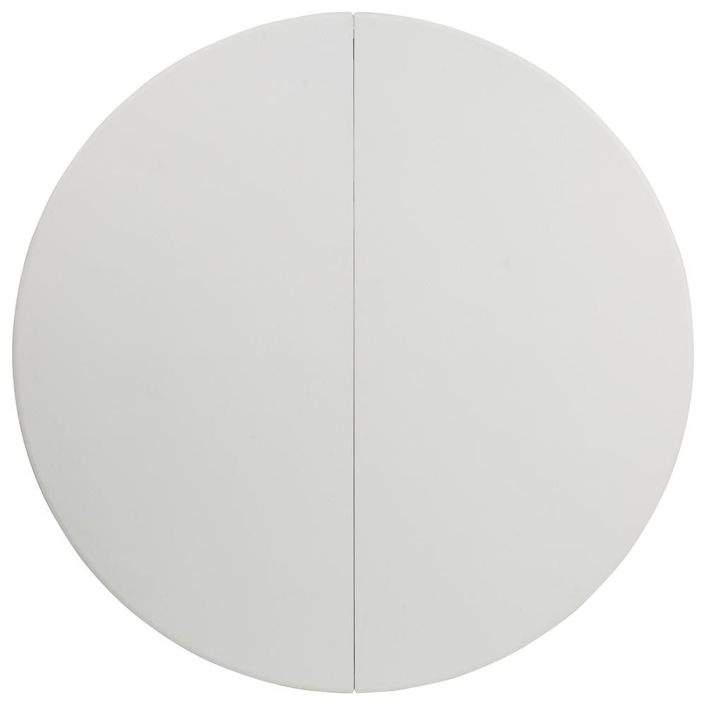 5-Foot Round Bi-Fold White Plastic Folding Table with Carrying Handle. Picture 4
