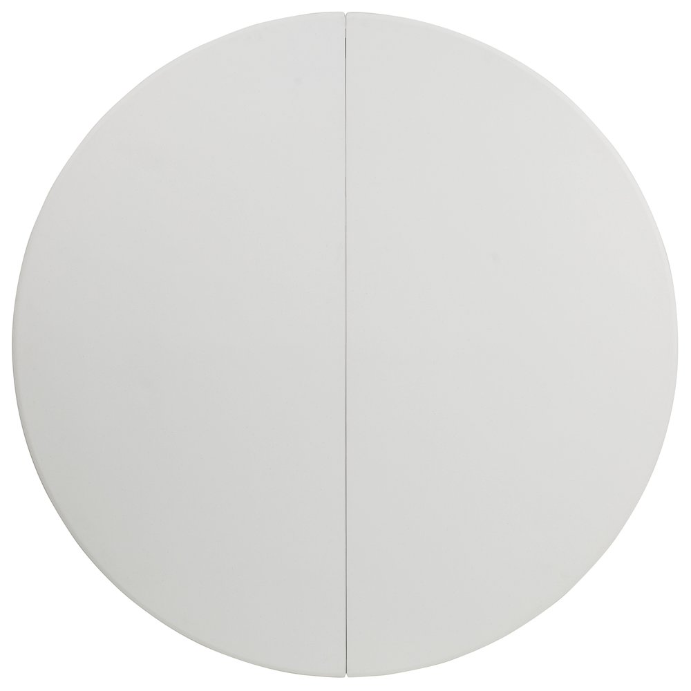 5-Foot Round Bi-Fold White Plastic Folding Table with Carrying Handle. Picture 12