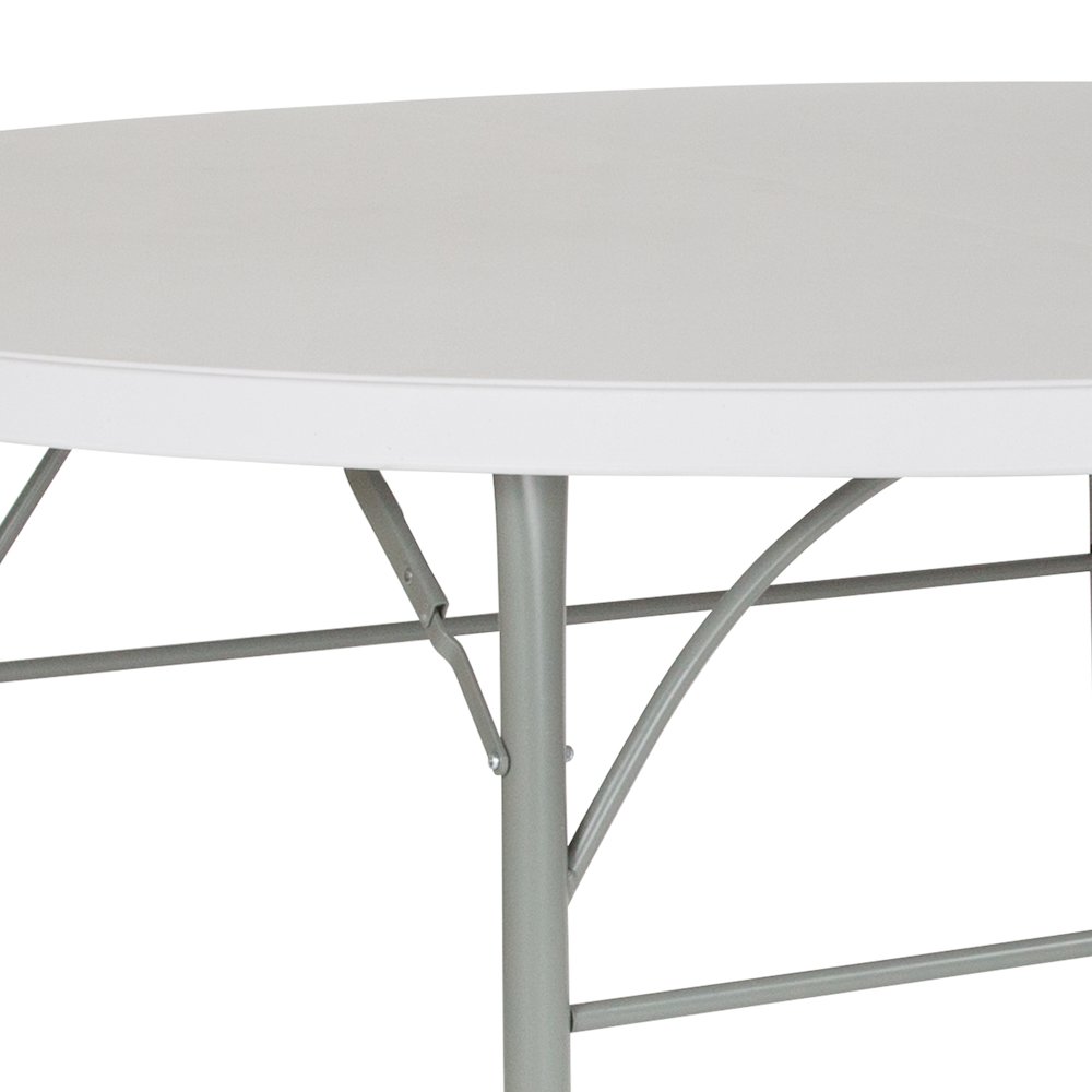 6-Foot Round Bi-Fold Granite White Plastic Banquet and Event Folding Table. Picture 10