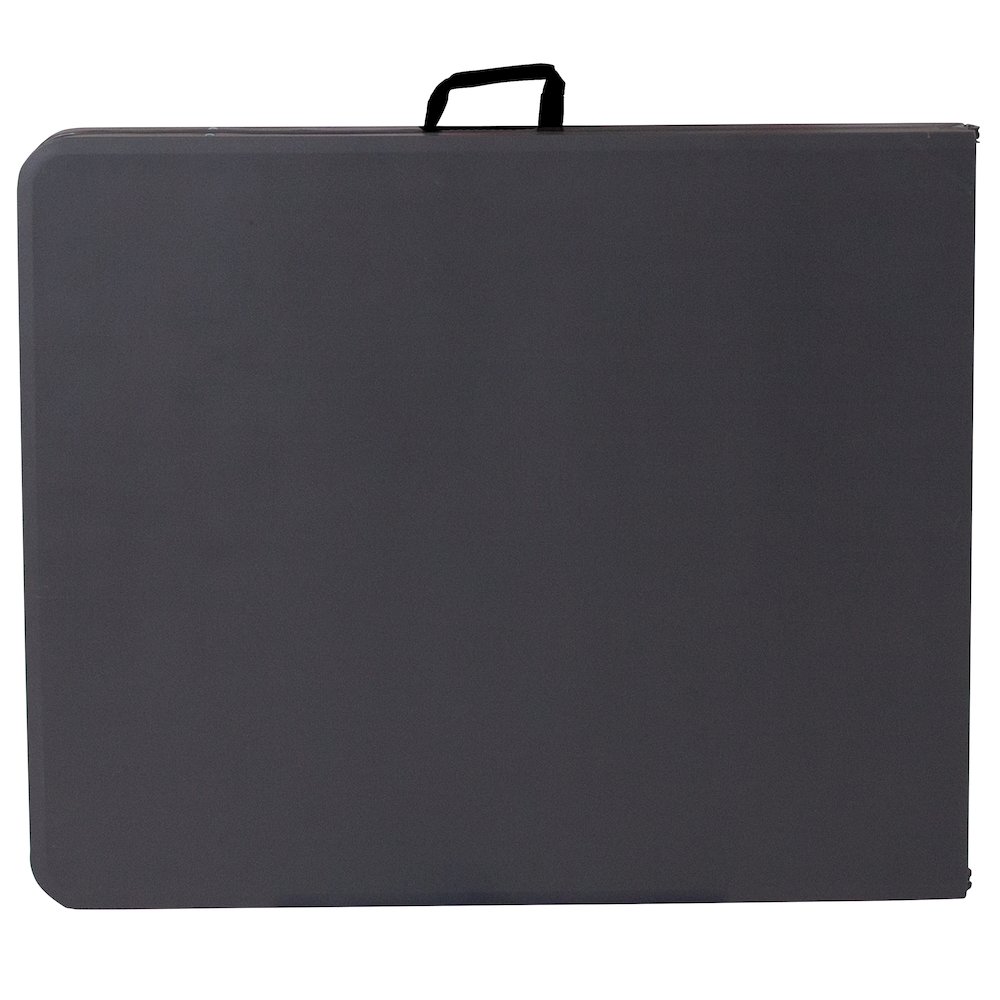 6-Foot Bi-Fold Dark Gray Plastic Folding Table with Carrying Handle. Picture 7
