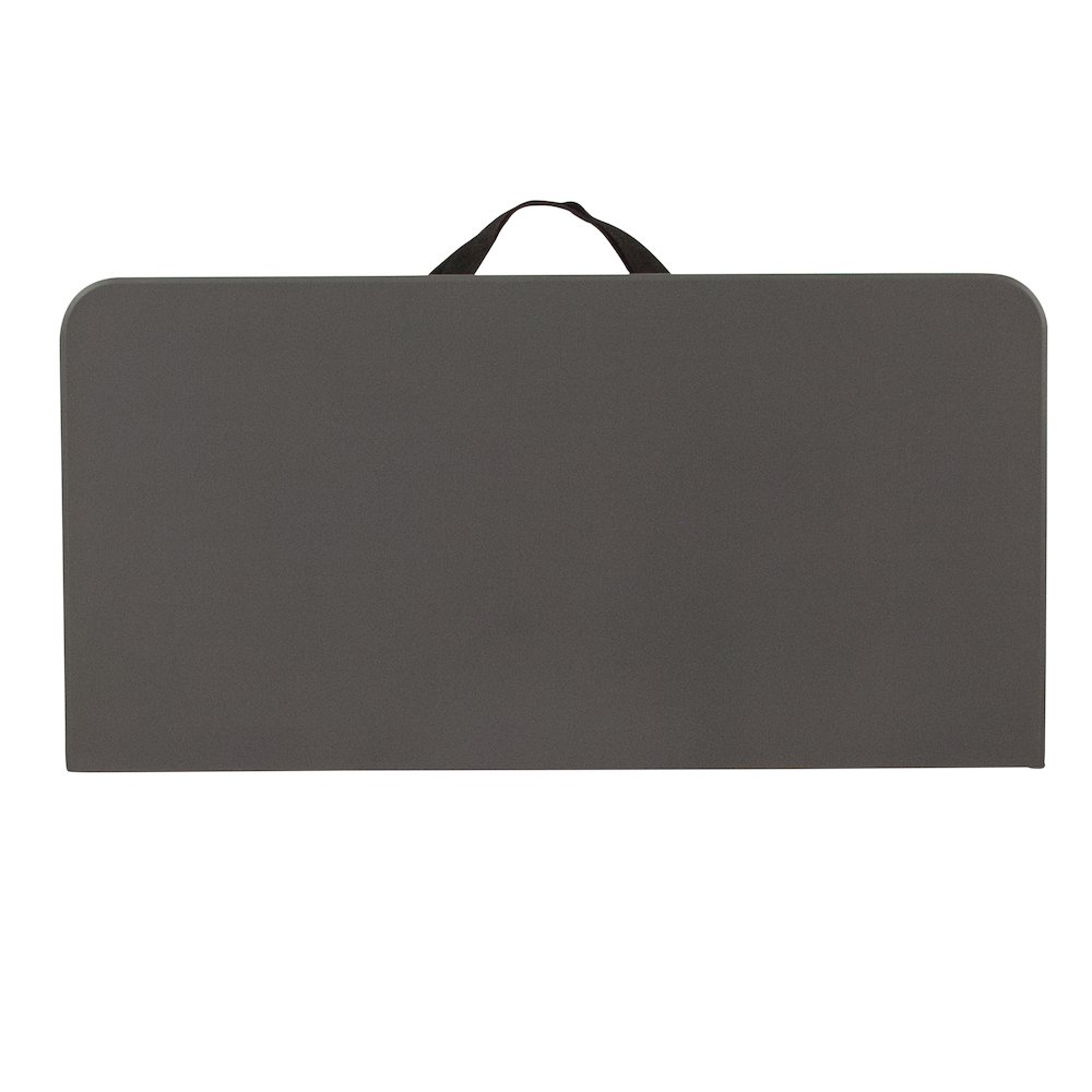 2.83-Foot Square Bi-Fold Dark Gray Plastic Folding Table with Carrying Handle. Picture 11