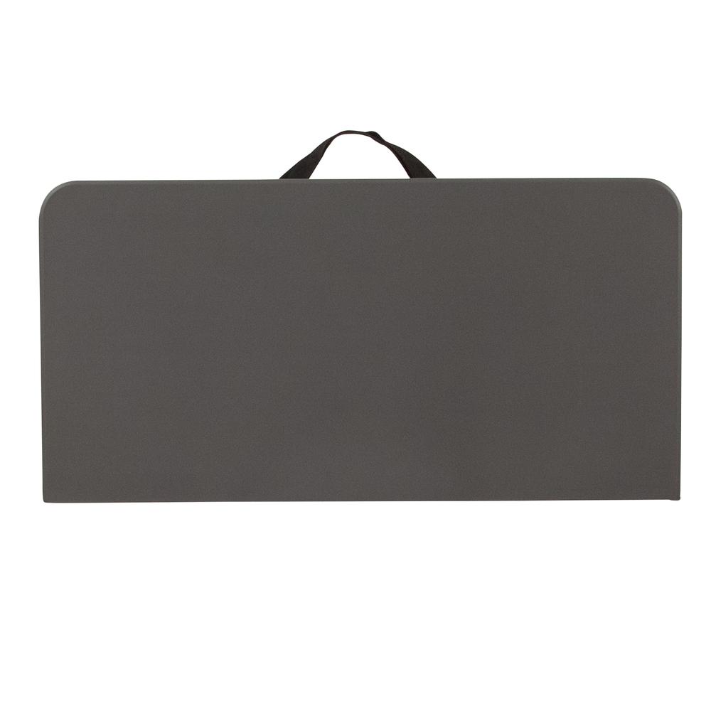2.83-Foot Square Bi-Fold Dark Gray Plastic Folding Table with Carrying Handle. Picture 5