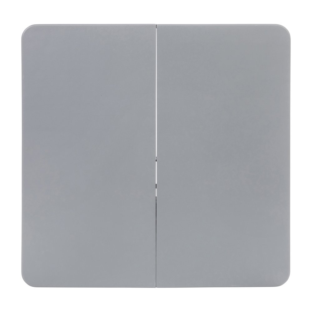 2.83-Foot Square Bi-Fold Gray Plastic Folding Table with Carrying Handle. Picture 9