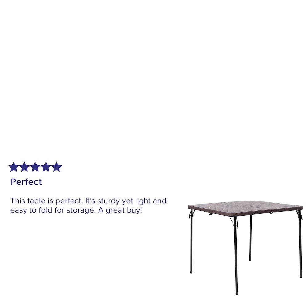 2.83-Foot Square Bi-Fold Gray Plastic Folding Table with Carrying Handle. Picture 4