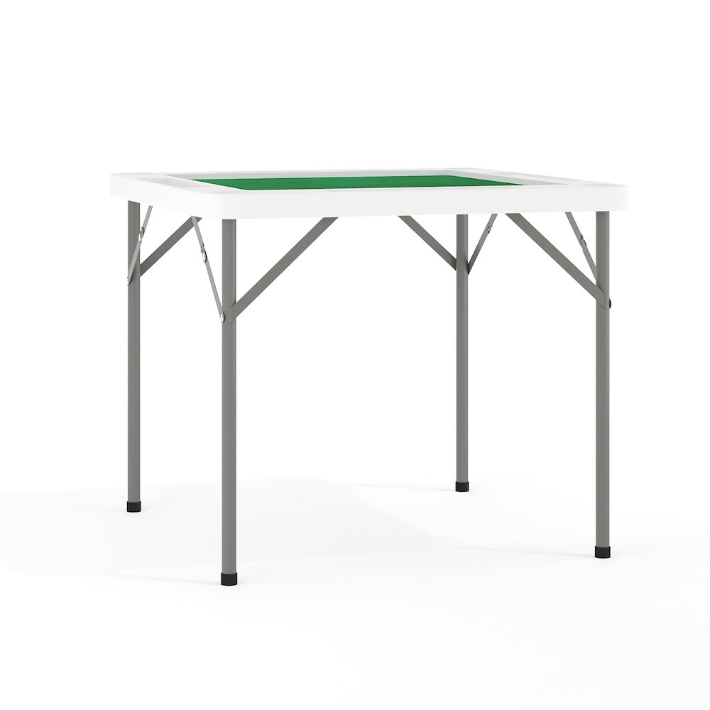 34.5" Square 4-Player Folding Card Game Table with Green Playing Surface and Cup Holders. Picture 1