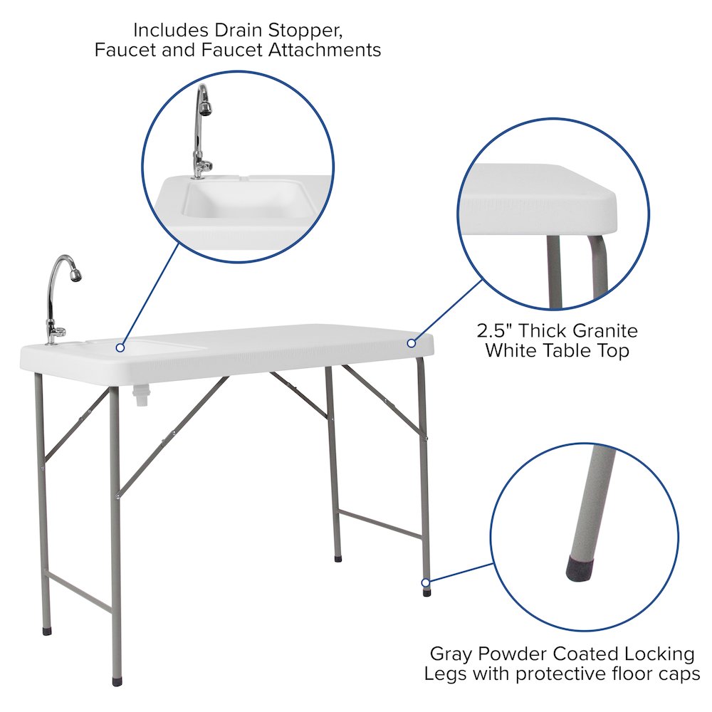 4-Foot Portable Fish Cleaning Table / Outdoor Camping Table and Sink. Picture 5