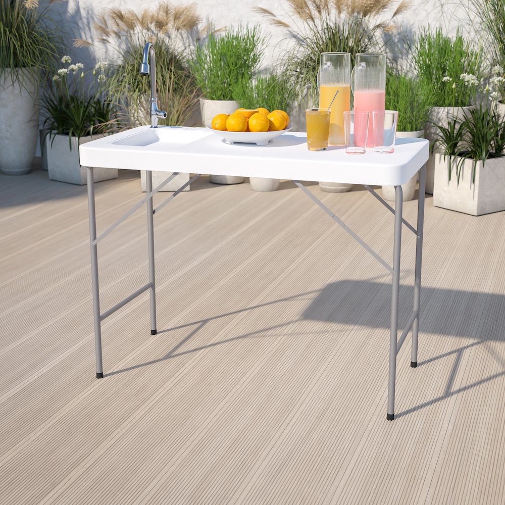 4-Foot Portable Fish Cleaning Table / Outdoor Camping Table and Sink. Picture 2