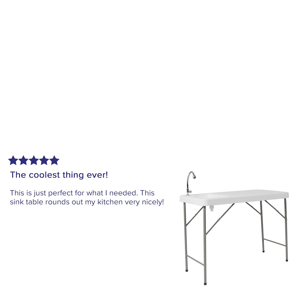 4-Foot Portable Fish Cleaning Table / Outdoor Camping Table and Sink. Picture 4