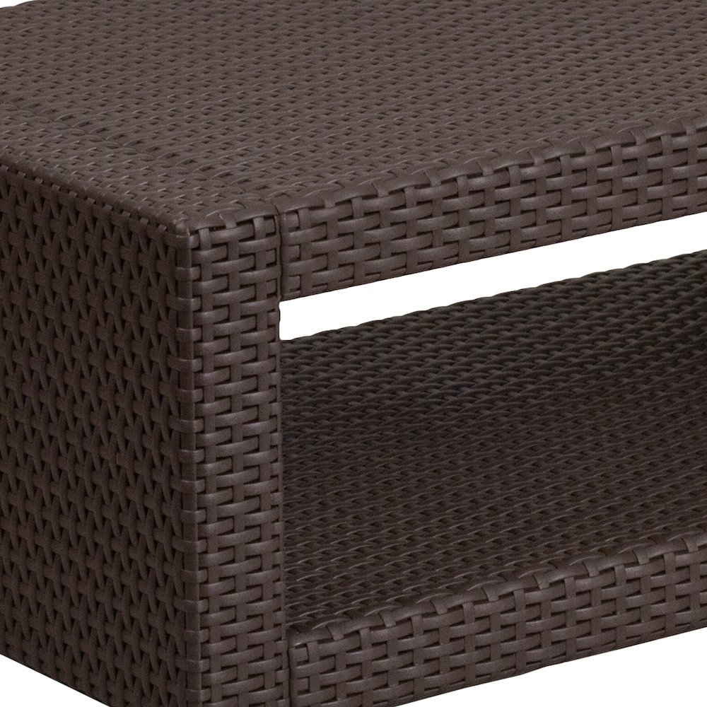 Chocolate Brown Faux Rattan Coffee Table. Picture 7