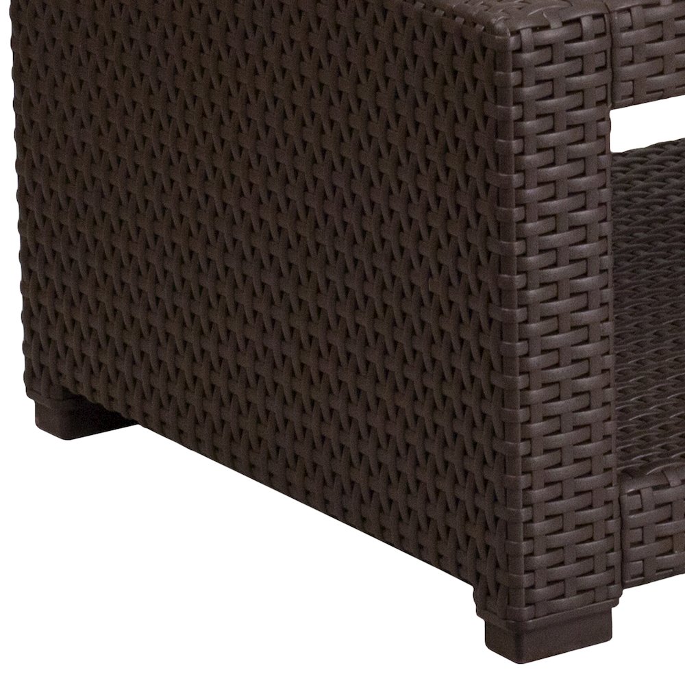 Chocolate Brown Faux Rattan Coffee Table. Picture 6