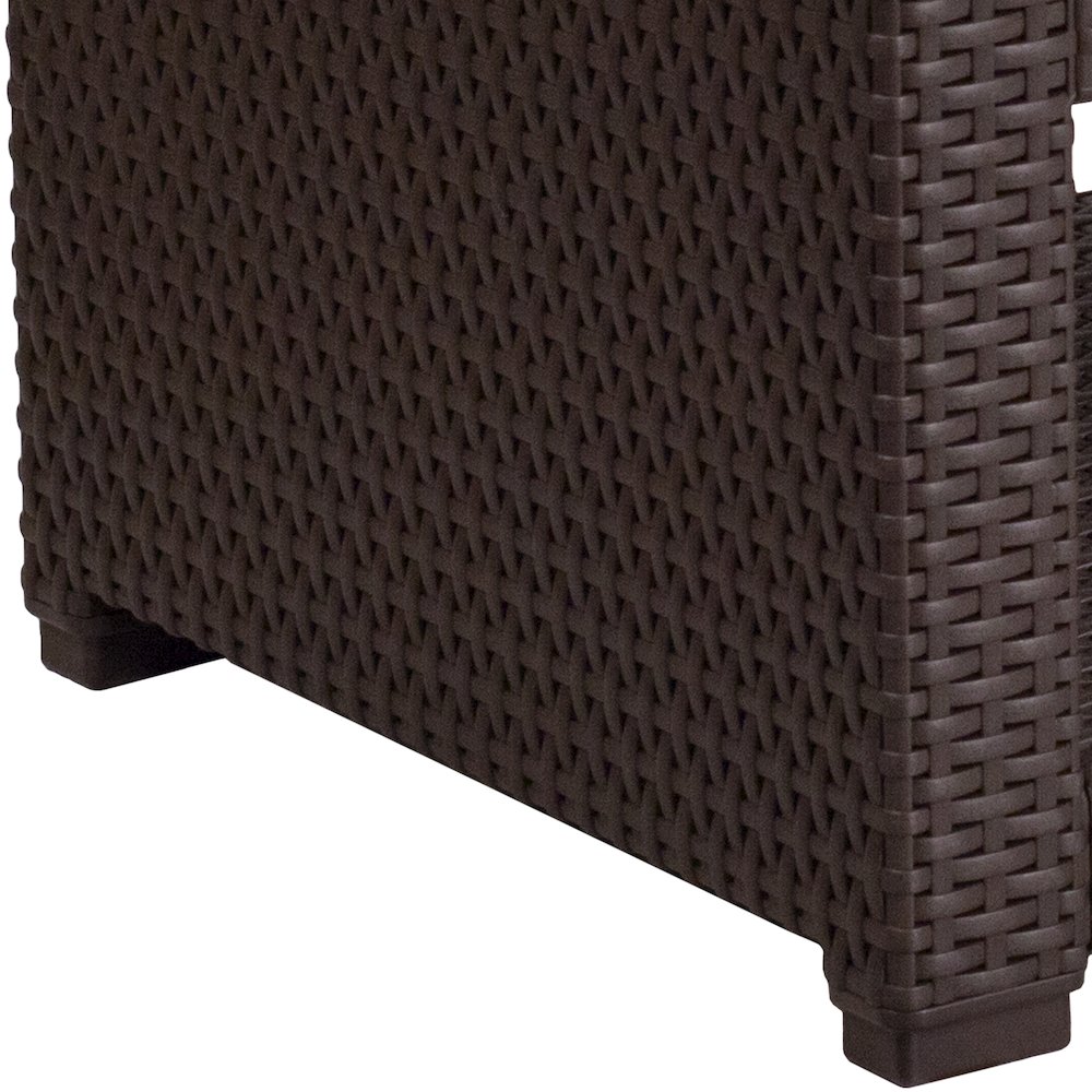 Chocolate Brown Faux Rattan End Table. Picture 8
