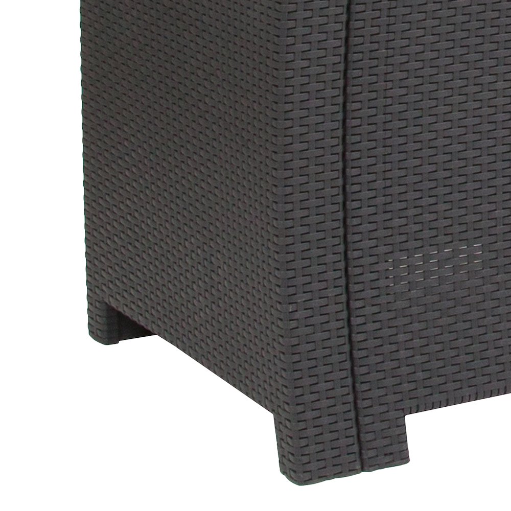 Dark Gray Faux Rattan Chair with All-Weather Light Gray Cushion. Picture 8