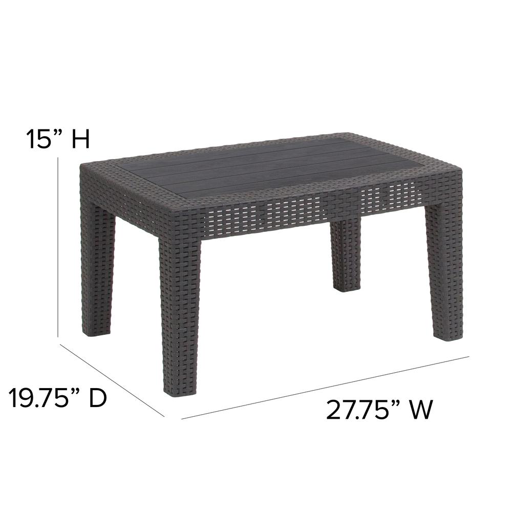 Dark Gray Faux Rattan Coffee Table. Picture 2