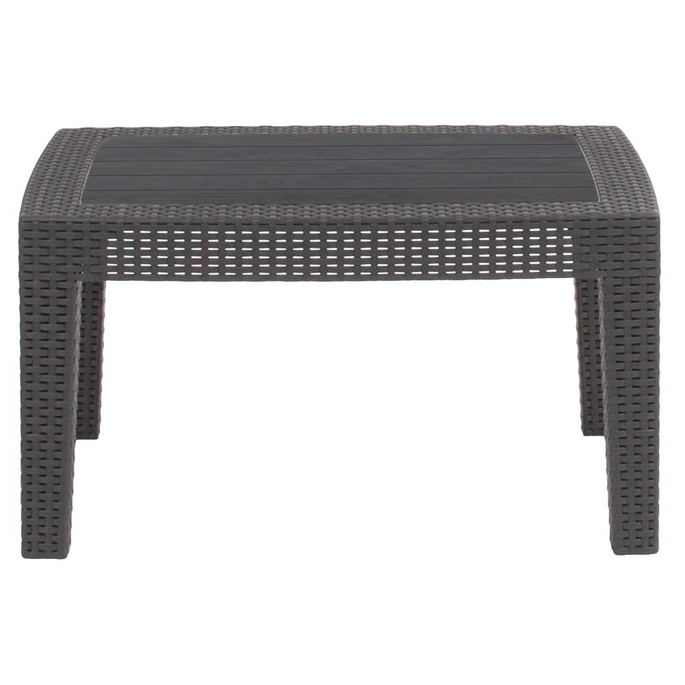 Dark Gray Faux Rattan Coffee Table. Picture 3