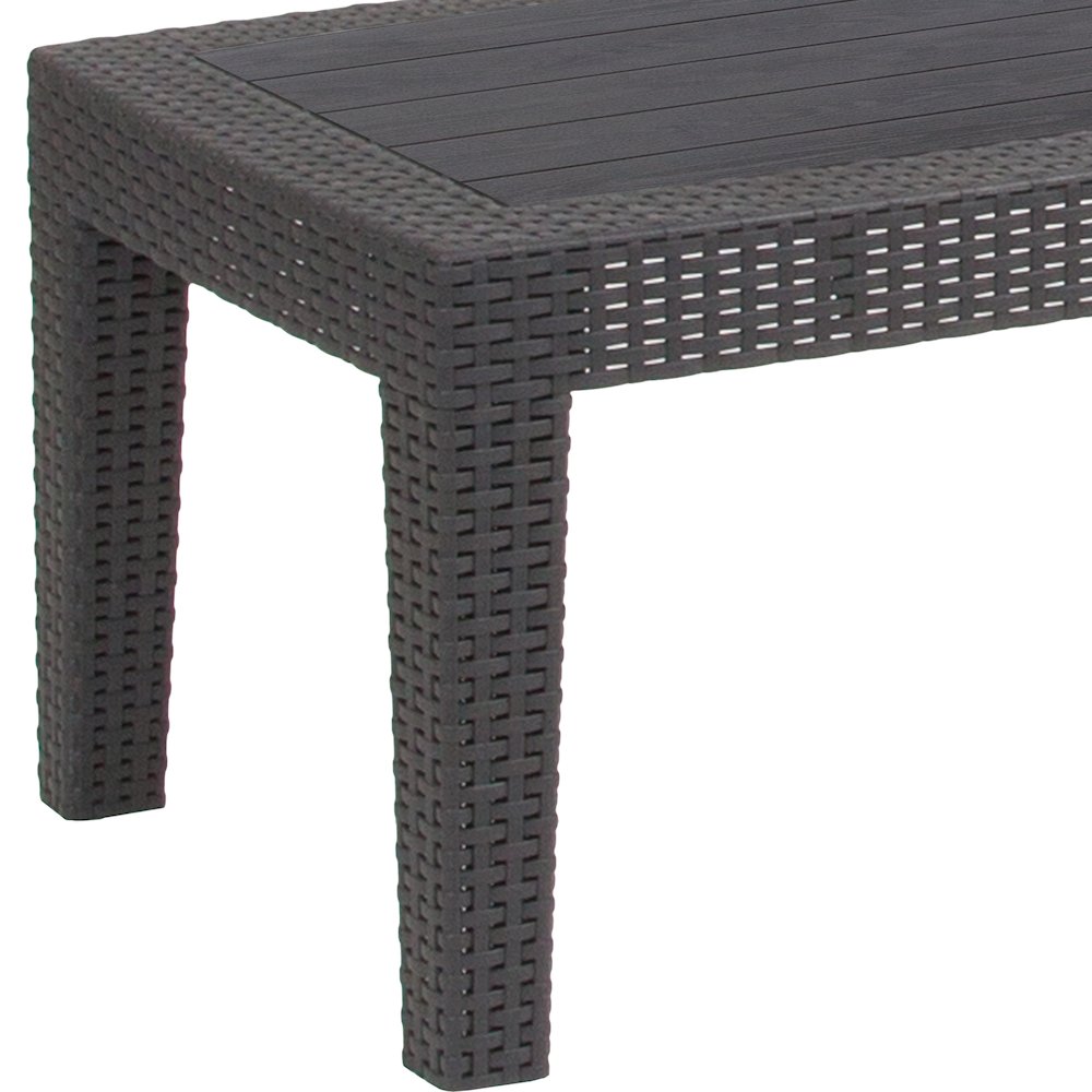 Dark Gray Faux Rattan Coffee Table. Picture 9