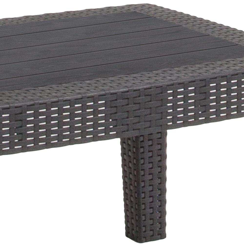 Dark Gray Faux Rattan Coffee Table. Picture 5