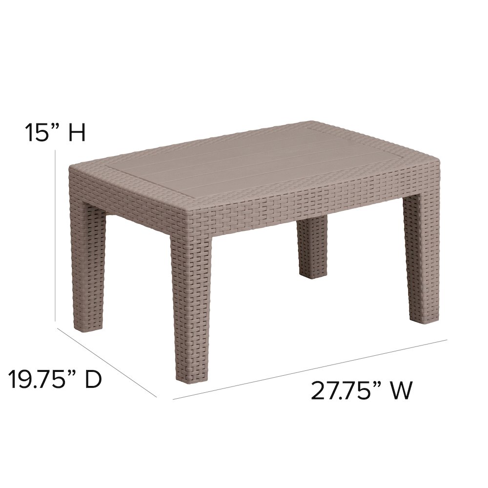 Light Gray Faux Rattan Coffee Table. Picture 5
