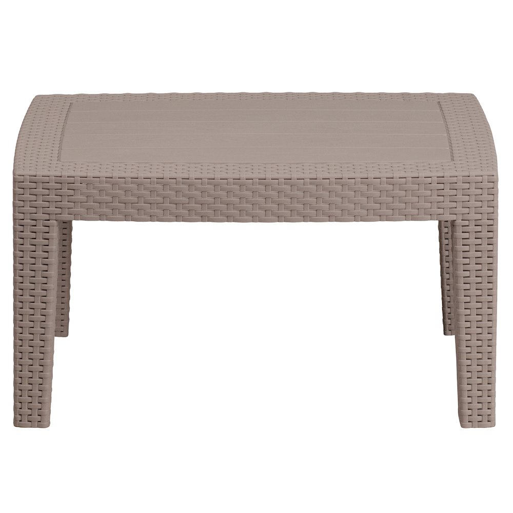 Light Gray Faux Rattan Coffee Table. Picture 7