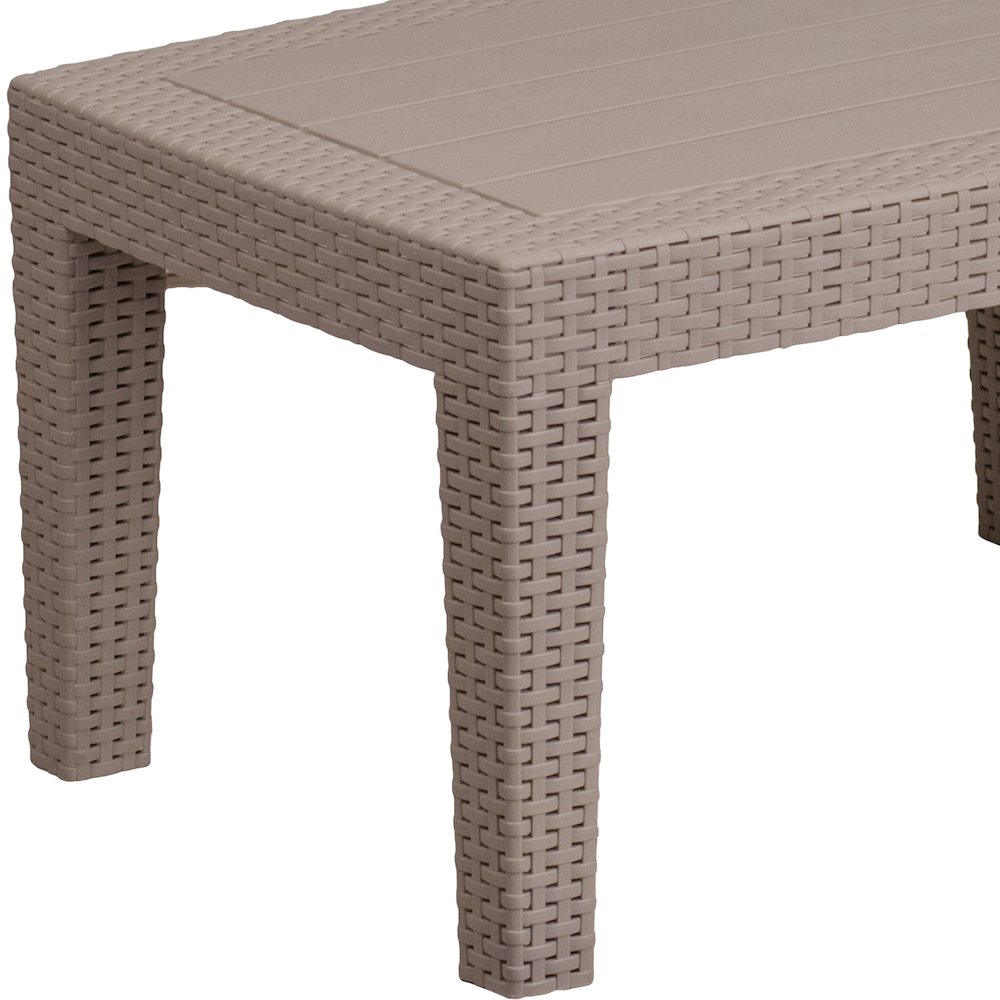 Light Gray Faux Rattan Coffee Table. Picture 8