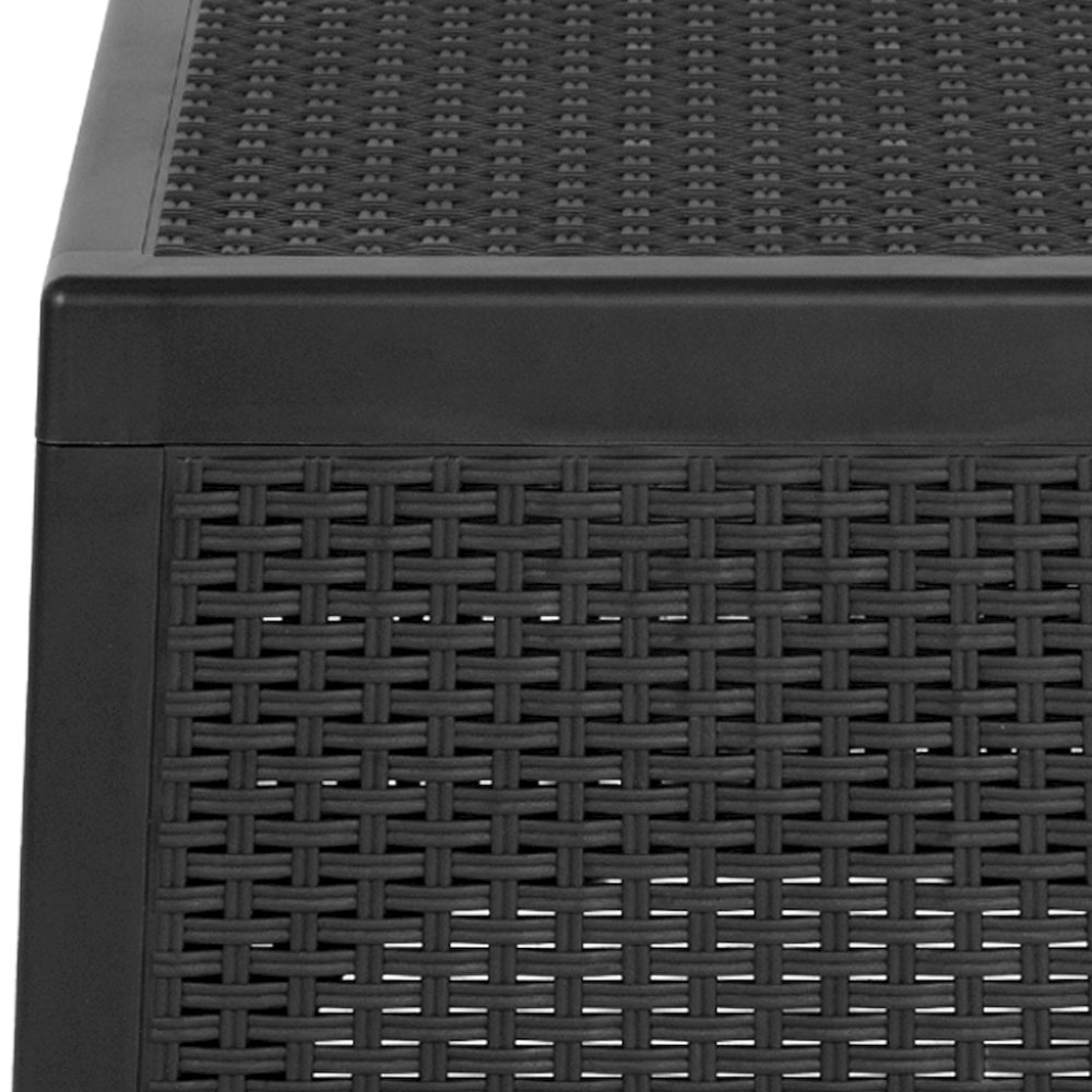 Dark Gray Faux Rattan Plastic Chair Set with Matching Side Table. Picture 6