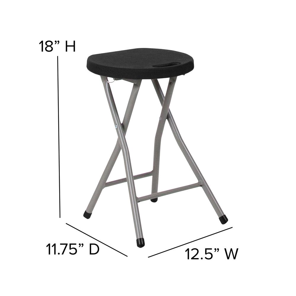 Foldable Stool with Black Plastic Seat and Titanium Gray Frame. Picture 9