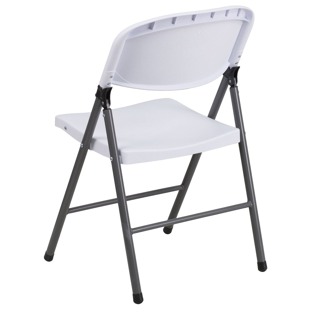 2 Pack HERCULES Series 330 lb. Capacity Granite White Plastic Folding Chair with Charcoal Frame. Picture 10