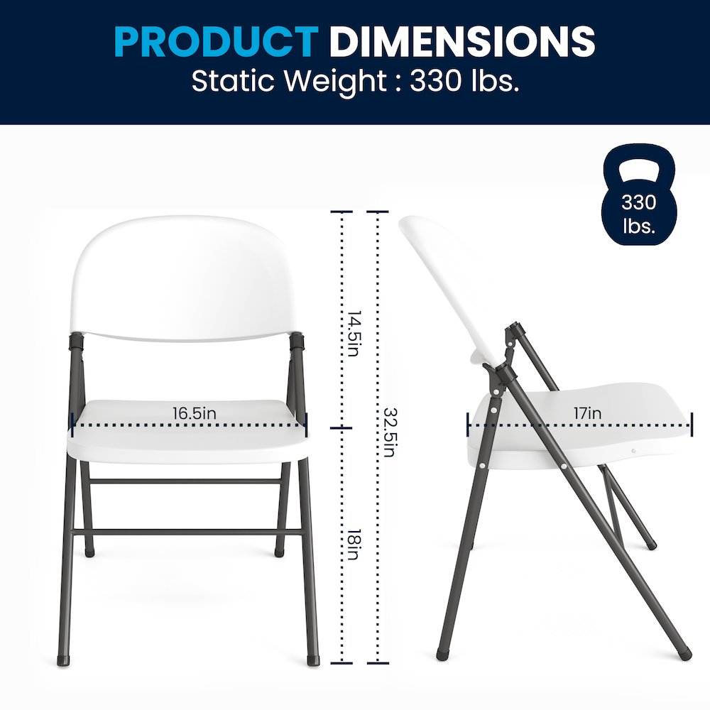 330 lb. Capacity Granite White Plastic Folding Chair with Charcoal Frame. Picture 11