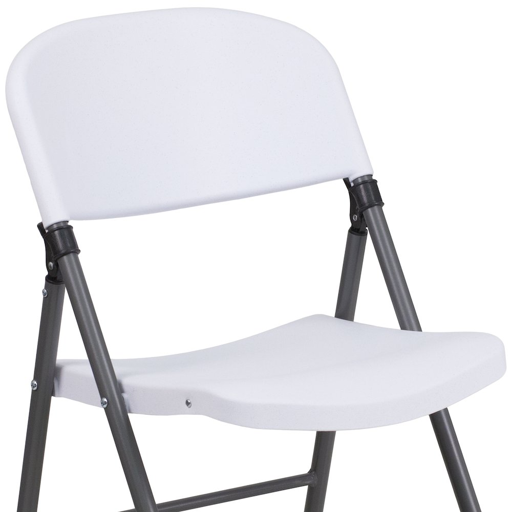 2 Pack HERCULES Series 330 lb. Capacity Granite White Plastic Folding Chair with Charcoal Frame. Picture 14