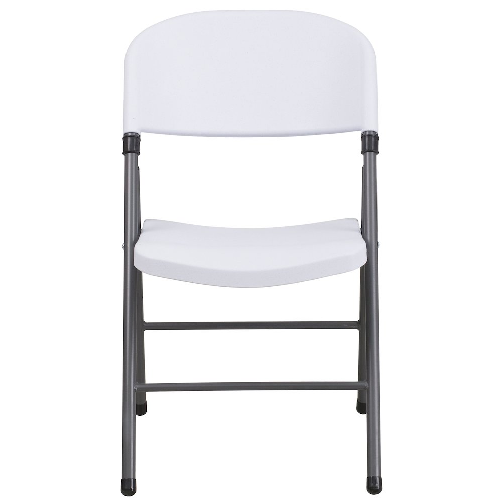 2 Pack HERCULES Series 330 lb. Capacity Granite White Plastic Folding Chair with Charcoal Frame. Picture 13