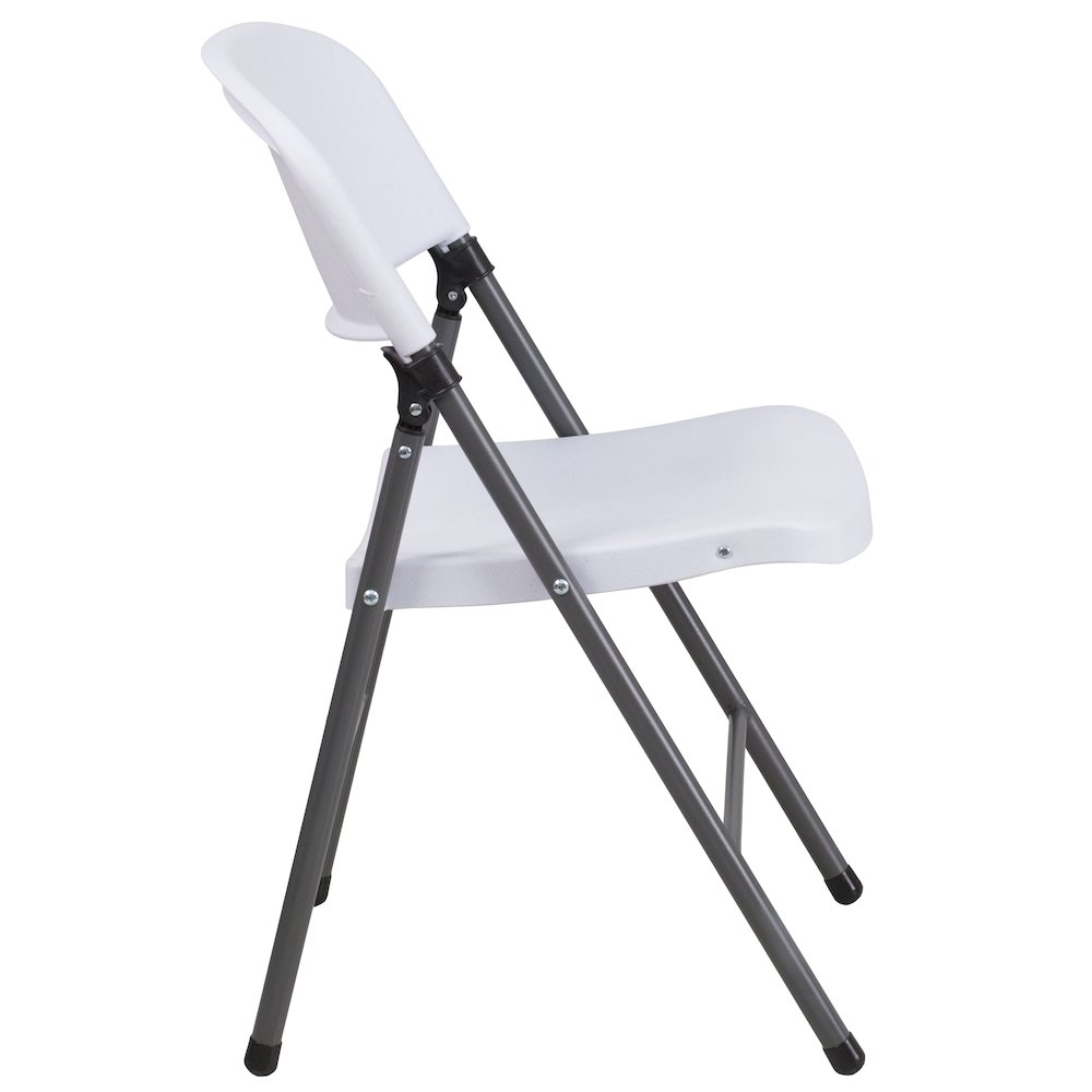 2 Pack HERCULES Series 330 lb. Capacity Granite White Plastic Folding Chair with Charcoal Frame. Picture 12