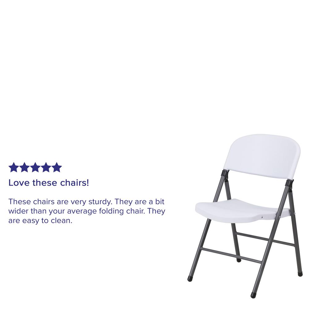 330 lb. Capacity Granite White Plastic Folding Chair with Charcoal Frame. Picture 17