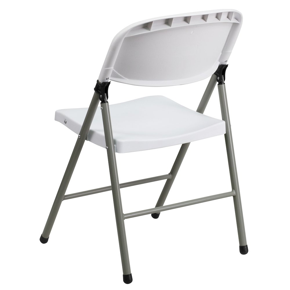 HERCULES Series White Plastic Folding Chairs | Set of 2 Lightweight Folding Chairs with Gray Frame. Picture 10