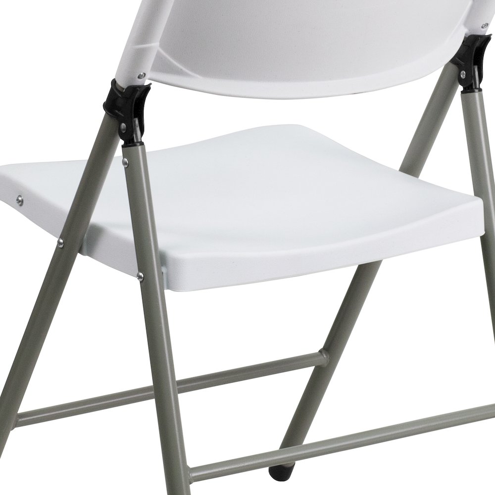 HERCULES Series White Plastic Folding Chairs | Set of 2 Lightweight Folding Chairs with Gray Frame. Picture 11