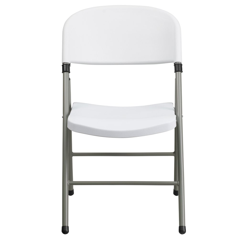 HERCULES Series White Plastic Folding Chairs | Set of 2 Lightweight Folding Chairs with Gray Frame. Picture 13