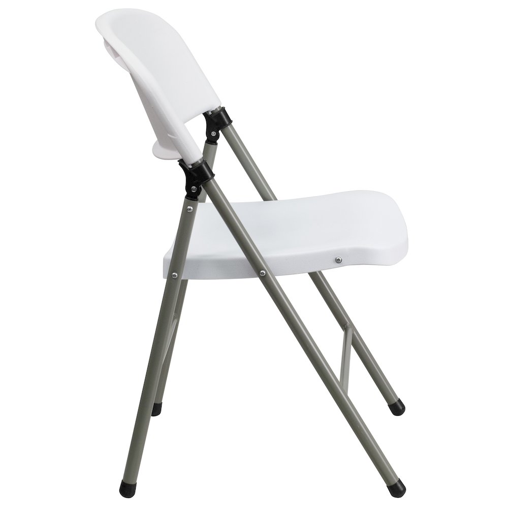 HERCULES Series White Plastic Folding Chairs | Set of 2 Lightweight Folding Chairs with Gray Frame. Picture 12
