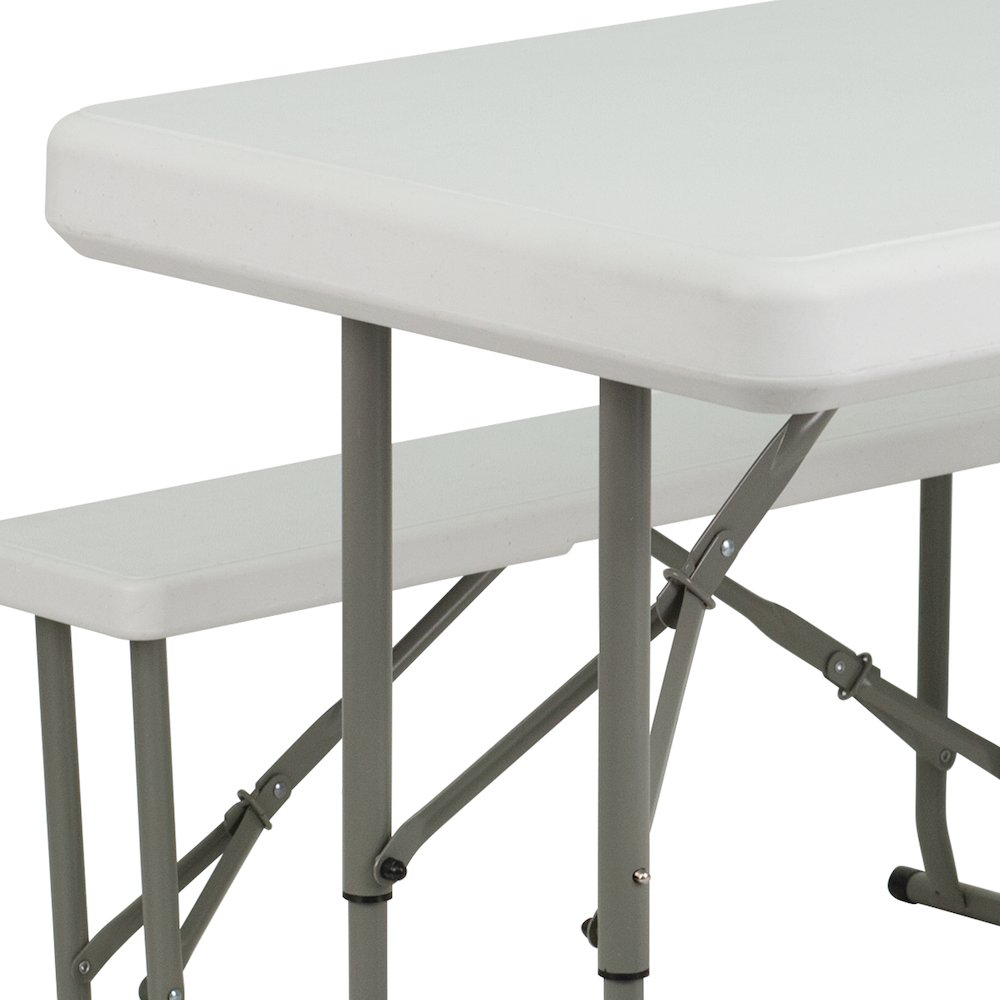 3 Piece Portable Plastic Folding Bench and Table Set. Picture 9