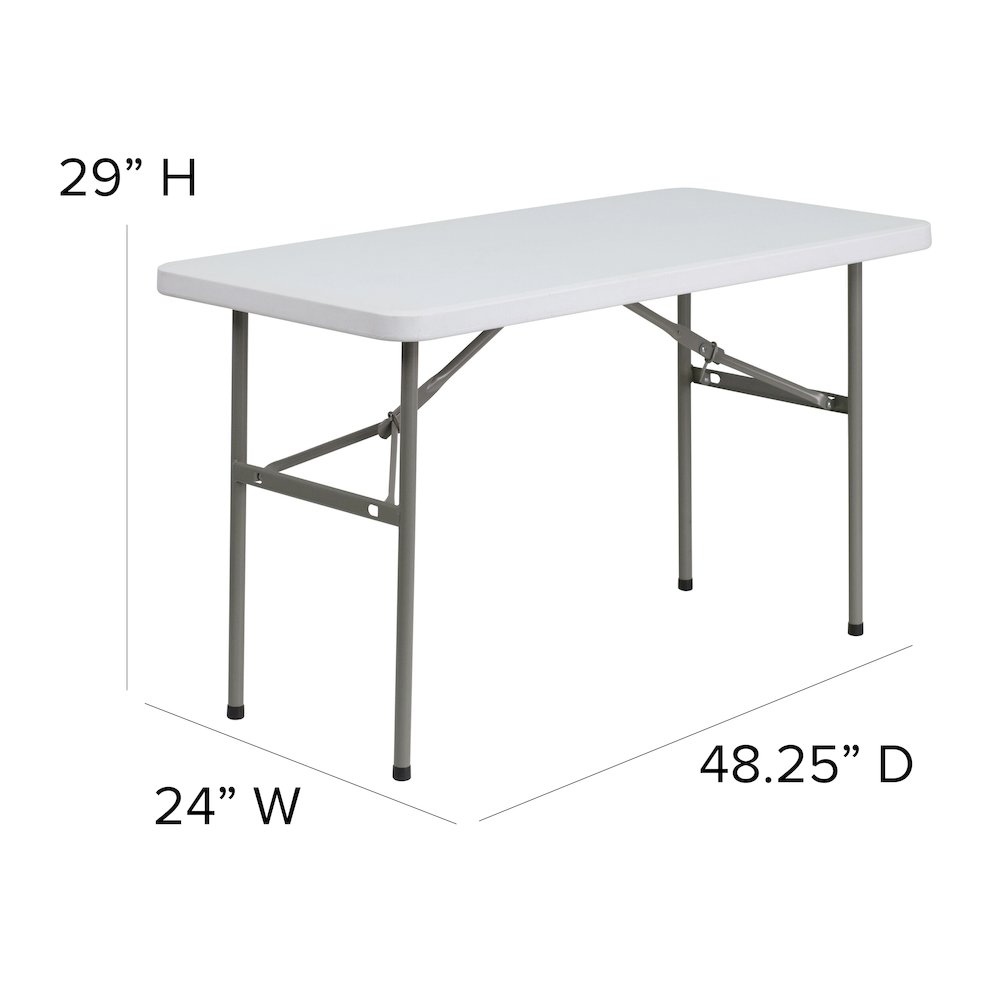 4-Foot Granite White Plastic Folding Table. Picture 6
