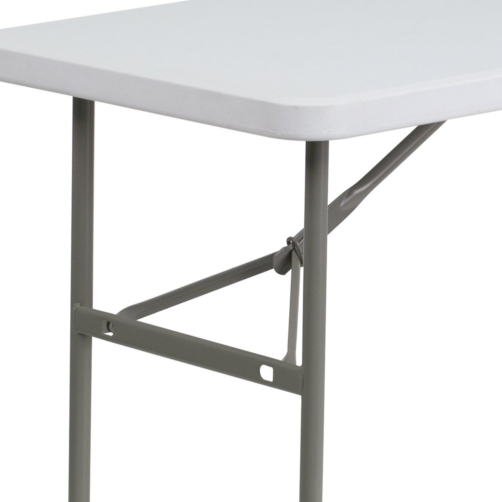 4-Foot Granite White Plastic Folding Table. Picture 7