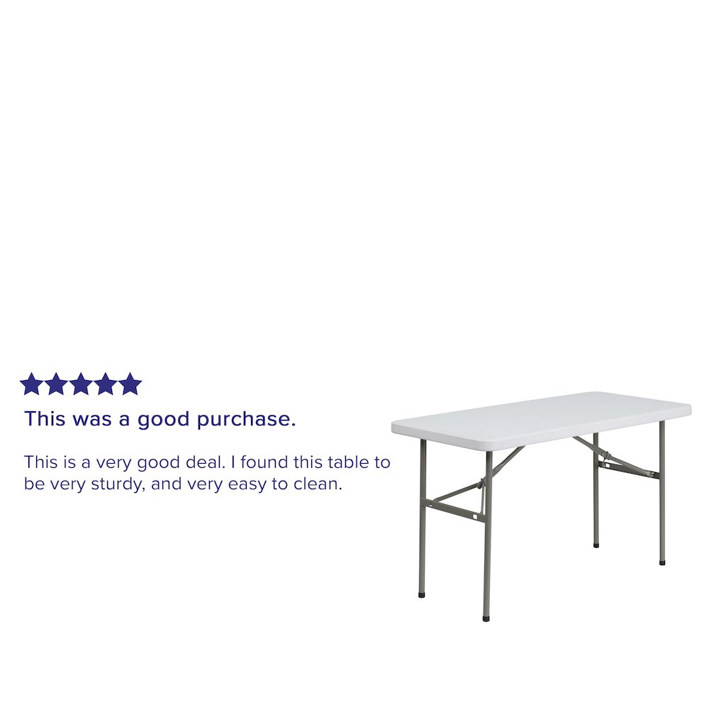 4-Foot Granite White Plastic Folding Table. Picture 4