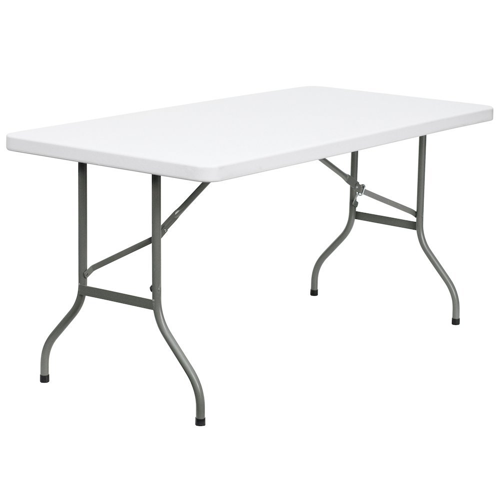 5Foot Granite White Plastic Folding Table. Picture 1