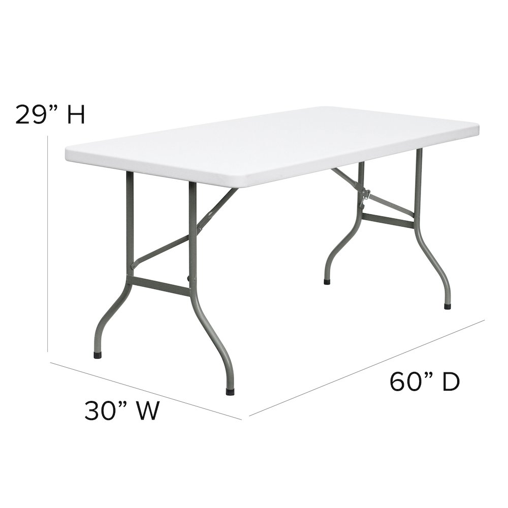 5Foot Granite White Plastic Folding Table. Picture 2