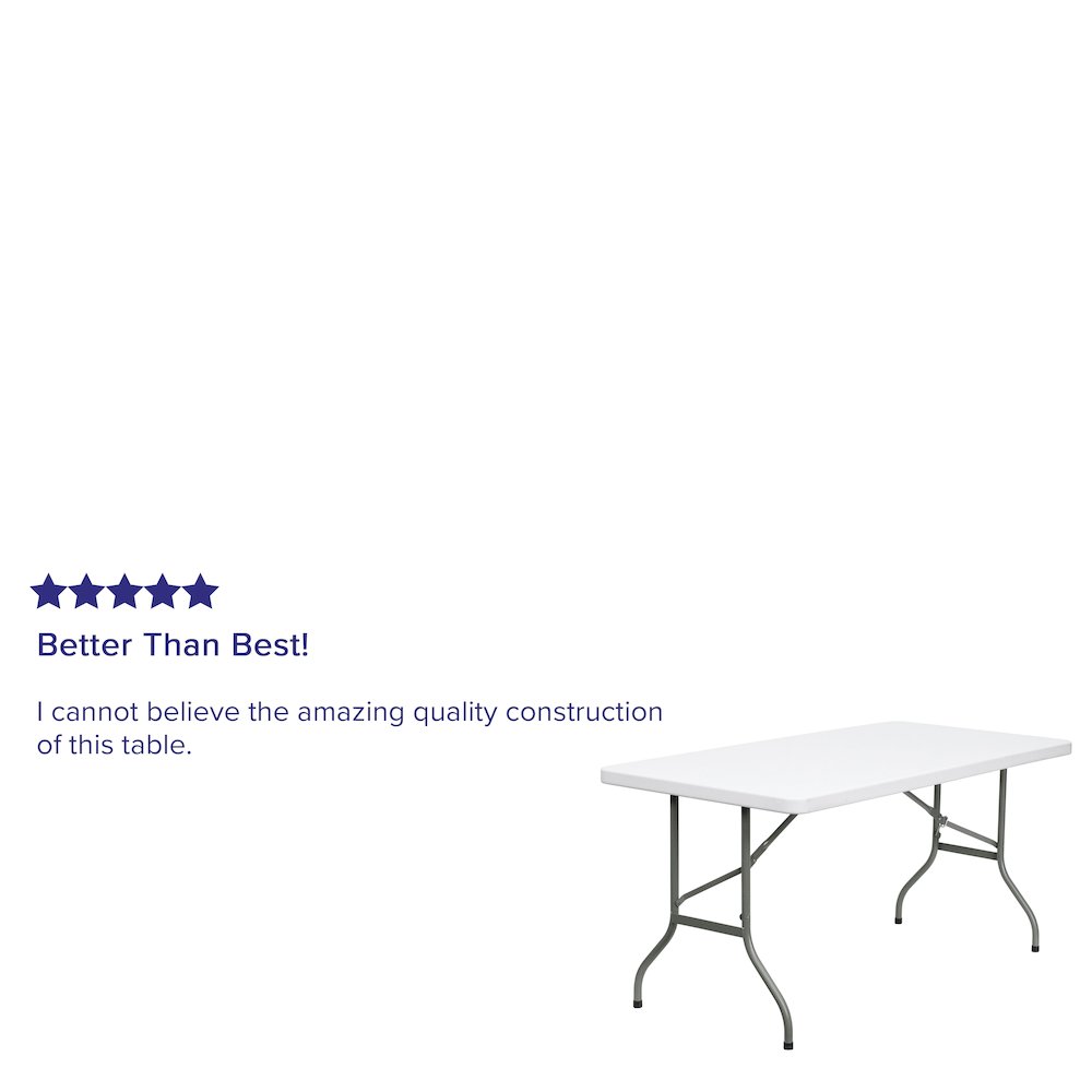 5Foot Granite White Plastic Folding Table. Picture 7