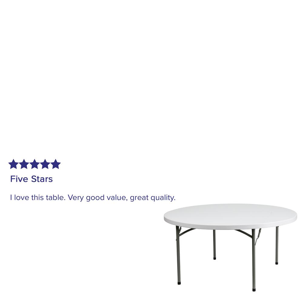 5-Foot Round Granite White Plastic Folding-Table. Picture 6