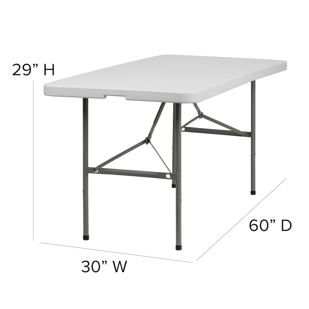 5-Foot Bi-Fold Granite White Plastic Folding Table. Picture 5