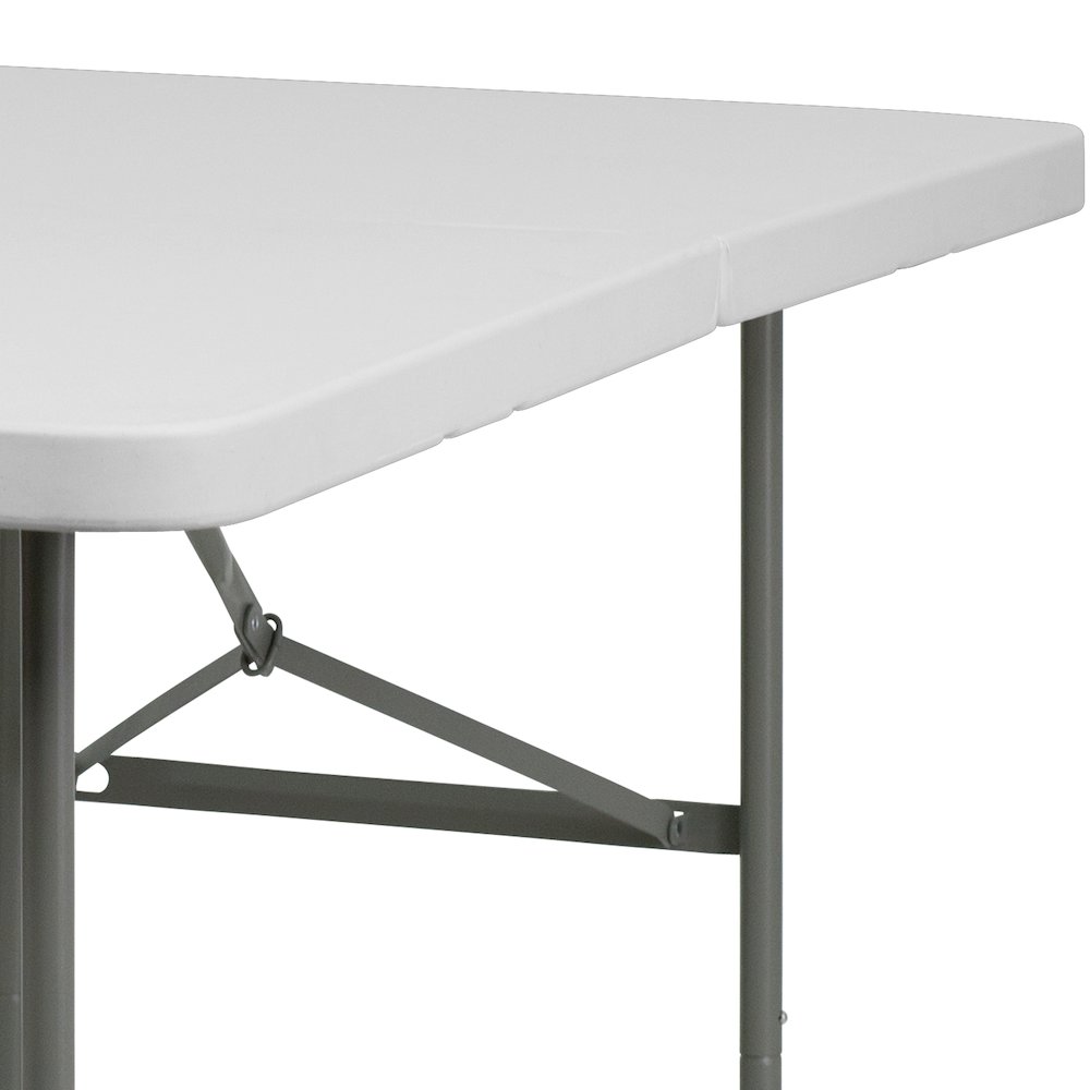 5-Foot Bi-Fold Granite White Plastic Folding Table. Picture 8