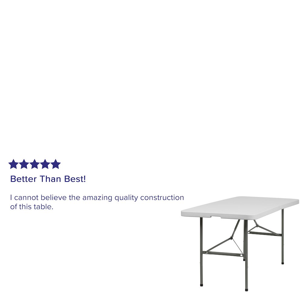 5-Foot Bi-Fold Granite White Plastic Folding Table. Picture 4