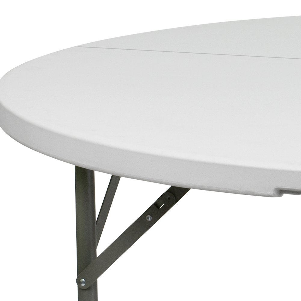 5-Foot Round Granite White Plastic Folding Table. Picture 11
